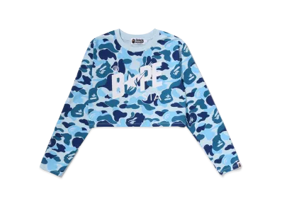 A BATHING APE Women's ABC Camo Bape Sta Logo Cropped LS Tee "Blue"