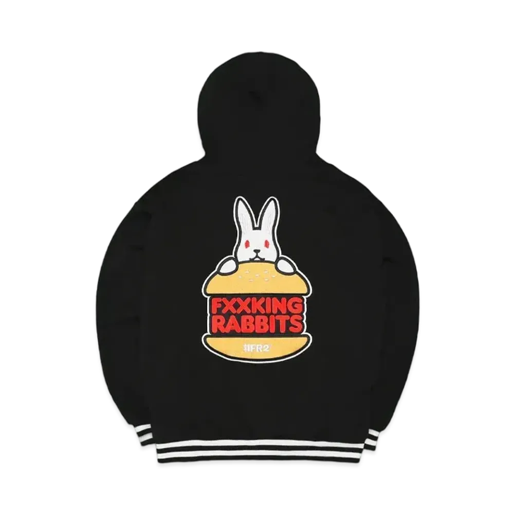 FR2 Rabbit Burger Embroidery Sweat Varsity Jacket "Black"