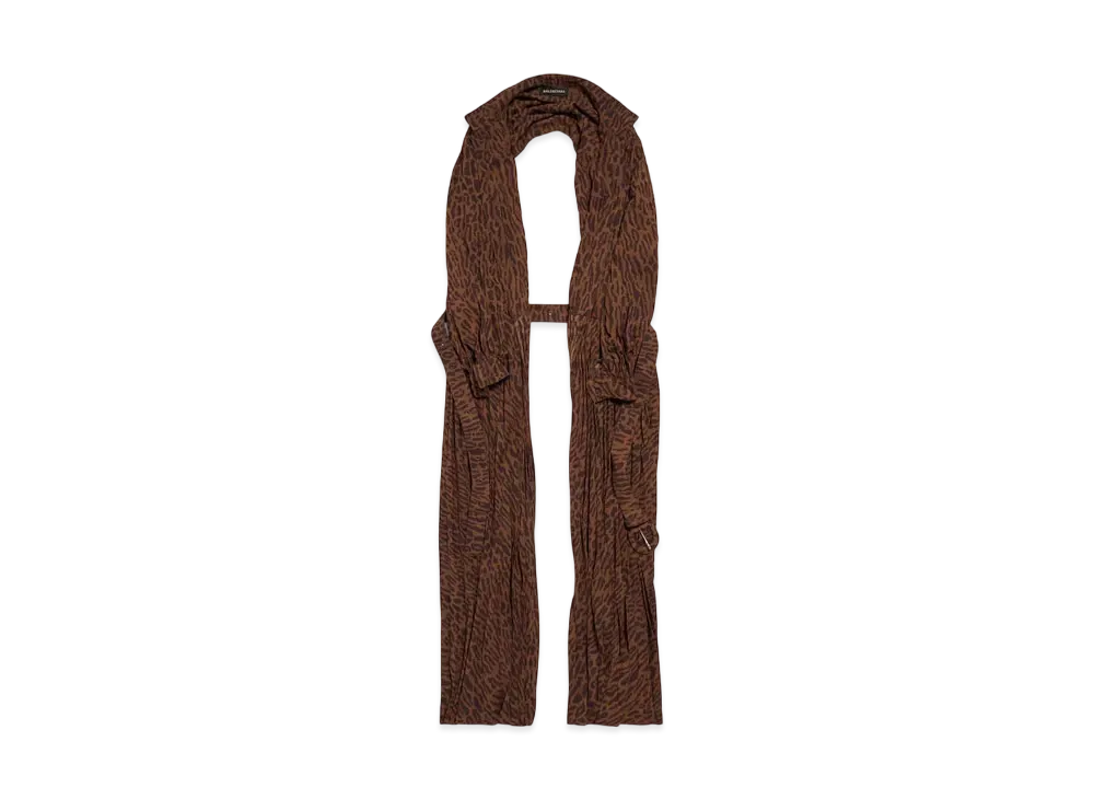 BALENCIAGA Pleated Dress Stola "Brown"