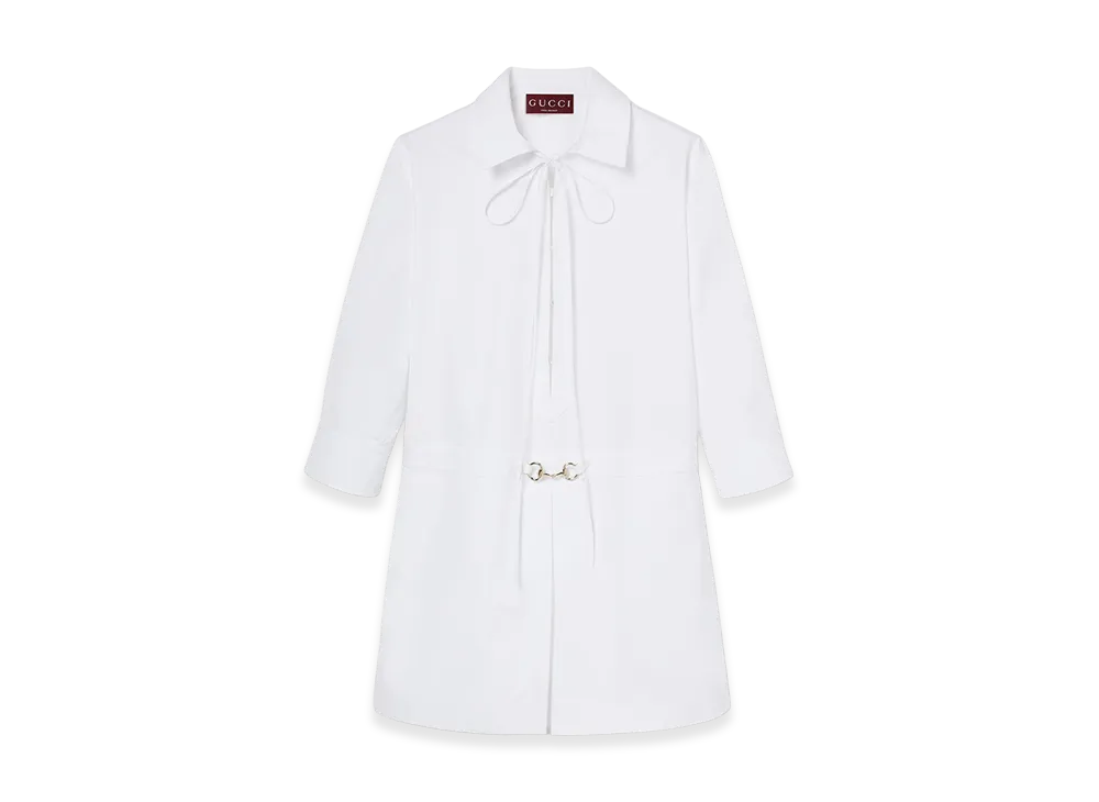 GUCCI Women's Morsetto Chemisier Dress "White"