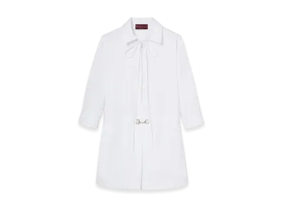 GUCCI Women's Morsetto Chemisier Dress "White"