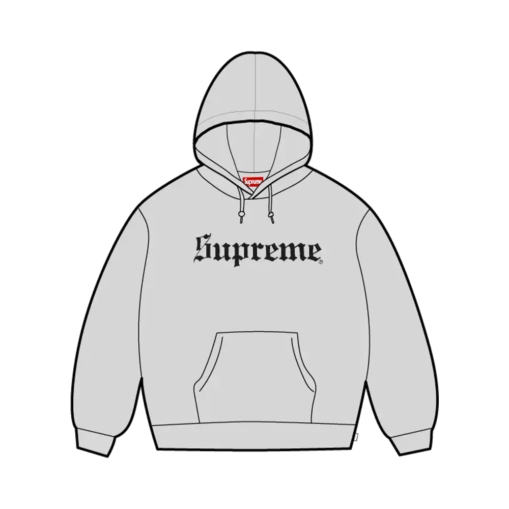 Supreme Washed Old English Hooded Sweatshirt "Heather Grey"
