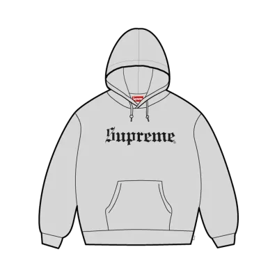 Supreme Washed Old English Hooded Sweatshirt "Heather Grey"