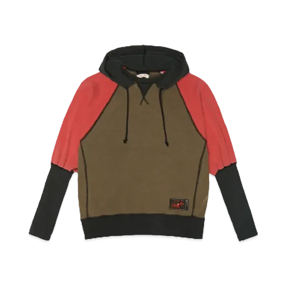 SYUMAN. Freedom Sleeve Sweat-Hoodie "Brown/Red"