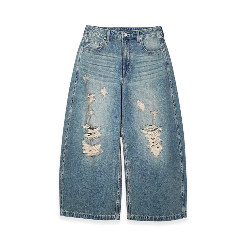 X-Girl Women's Distressed Baggy Denim Pants "Indigo"