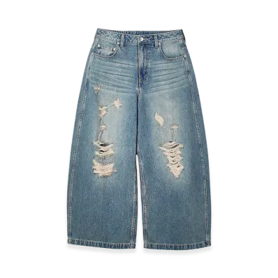 X-Girl Women's Distressed Baggy Denim Pants "Indigo"