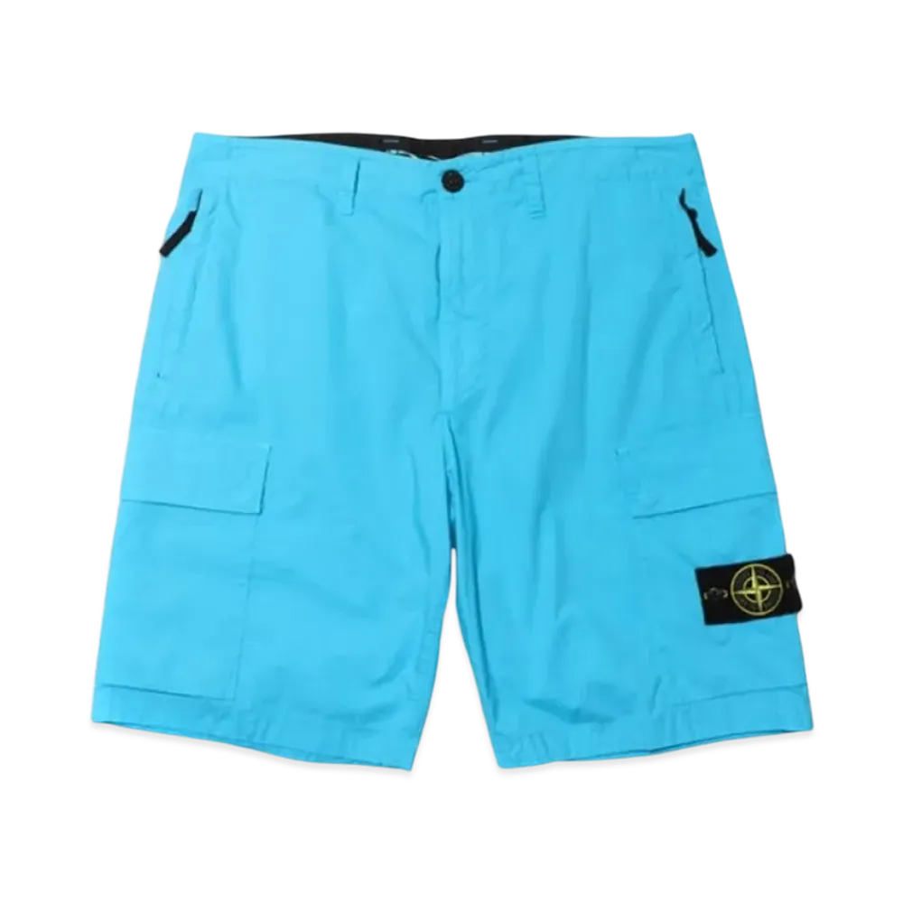 Stone Island L0803 Stretch Cotton Canvas Garment Dyed Cargo Bermuda Shorts - 23SS "Turquoise"