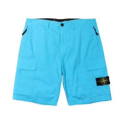 Stone Island L0803 Stretch Cotton Canvas Garment Dyed Cargo Bermuda Shorts - 23SS "Turquoise"
