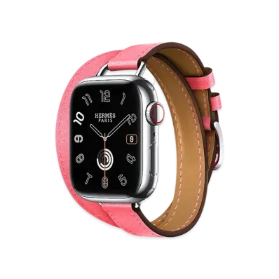 Apple Watch x Hermes Series 9 (GPS + Cellular Model) Stainless 41mm and Double Tour Attelage "Rose Azalee"