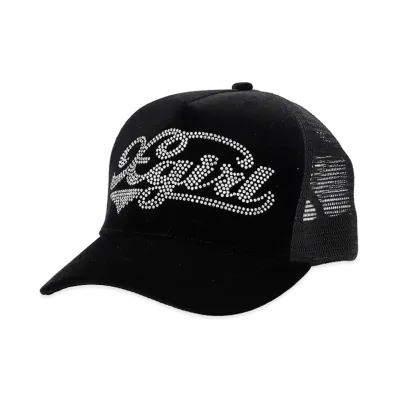 X-Girl Women's Velour Trucker Cap "Black"
