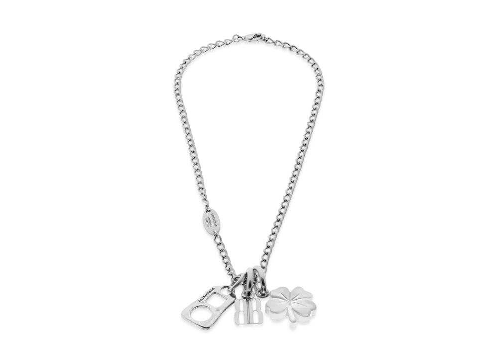BALENCIAGA Carousel Clover Collector Necklace "Silver"