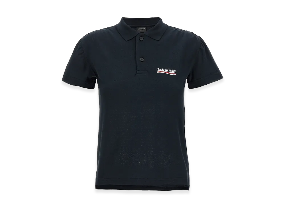 BALENCIAGA Women's Logo Embroidery Polo Shirt "Black"