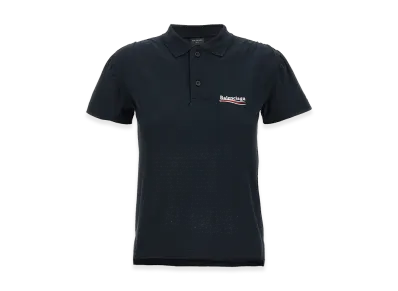 BALENCIAGA Women's Logo Embroidery Polo Shirt "Black"
