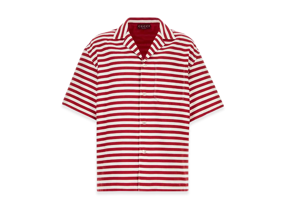 GUCCI Embroidered Cotton Blend Shirt "Stripped"