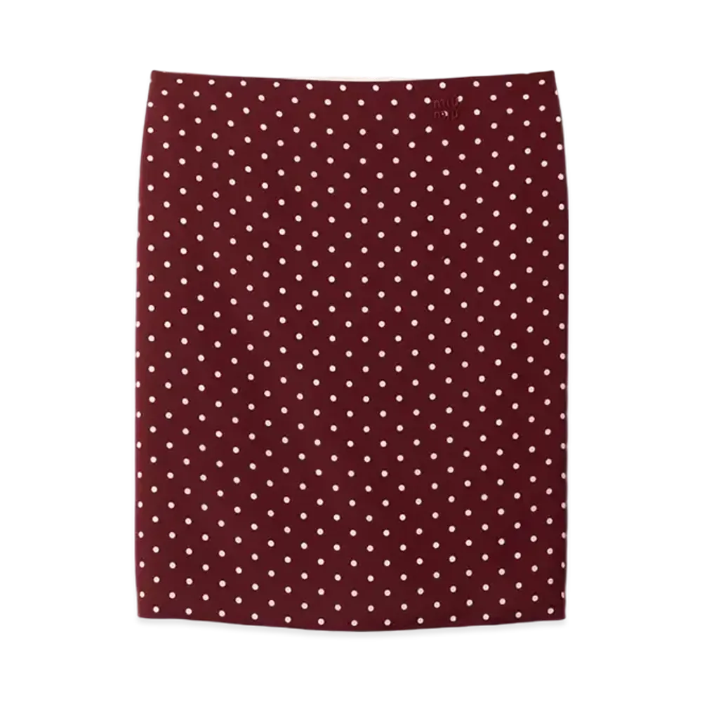 MIU MIU Polka Dot Crepe de Chine Skirt "Amaranth/Ivory"