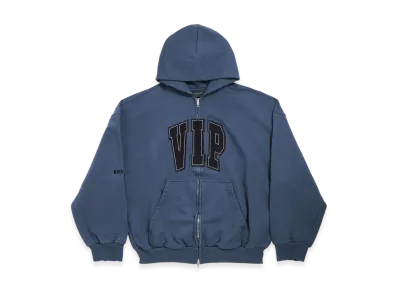 BALENCIAGA VIP Team Logo Shifted Zip-up Hoodie "Dark Blue"