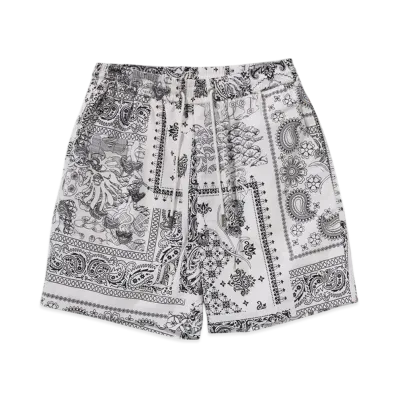 A BATHING APE Bape Black Boro Paisley Camp Shorts "White"