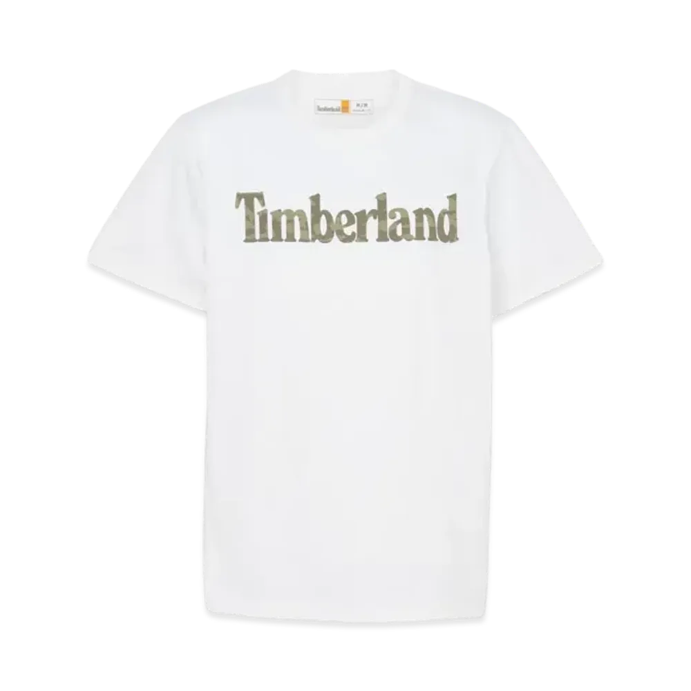 Timberland Men's Short Sleeve Northwood Word Mark Camo Tee "White"
