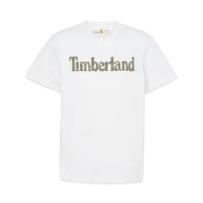 Timberland Men's Short Sleeve Northwood Word Mark Camo Tee "White"