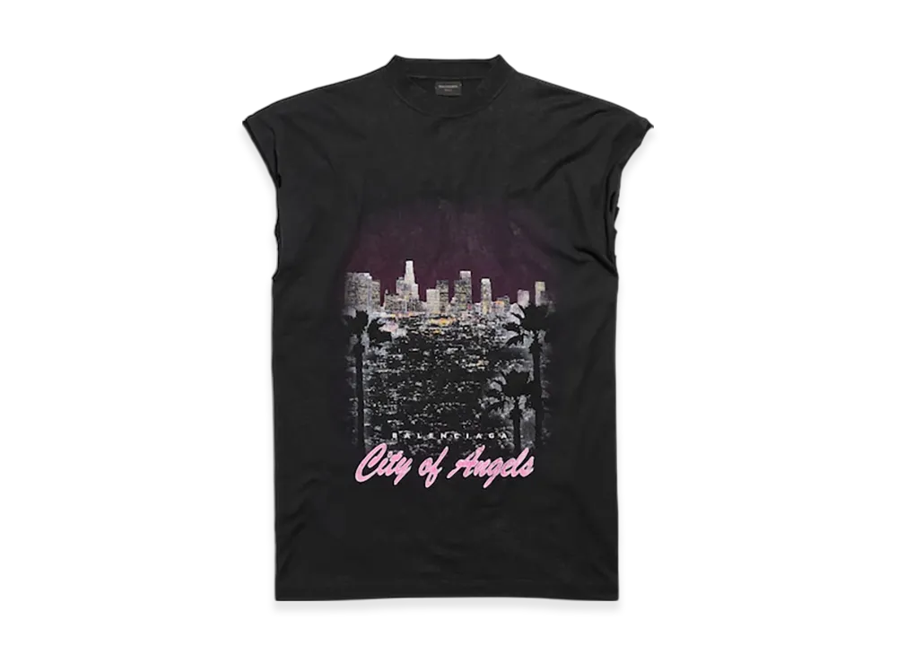 BALENCIAGA Men's City Of Angels Sleeveless T-Shirt "Fade Black"