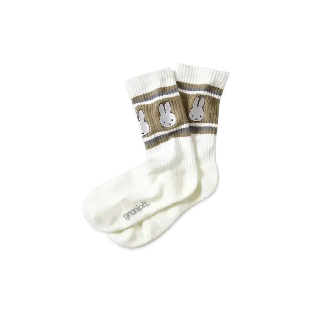 graniph x Miffy Face Line Middle Socks "White"