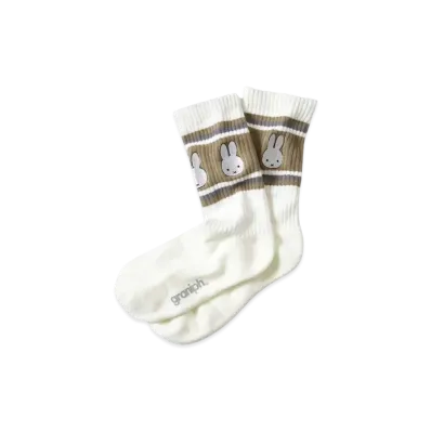 graniph x Miffy Face Line Middle Socks "White"