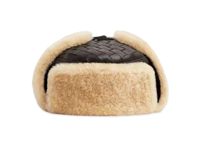 Bottega Veneta Intrecciato Leather Pilot Hat "Fondente/Dune"