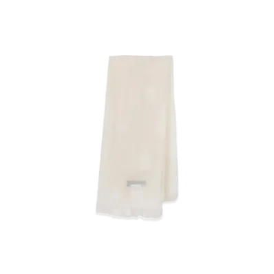 Y's Cut Silk Jacquard Dot Cut Scarf "Off White"