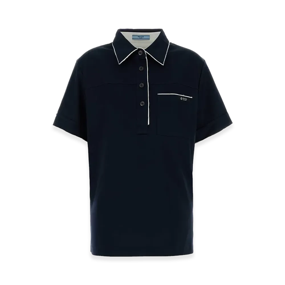 PRADA Women's Double-Layer Polo Shirt "Blue"