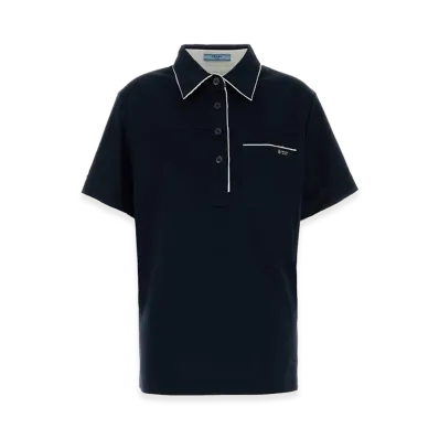 PRADA Women's Double-Layer Polo Shirt "Blue"