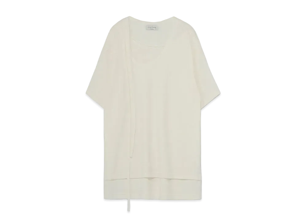 Yohji Yamamoto Pour Homme COTTON SMOOTH LAYERED HALF SLEEVES "White"