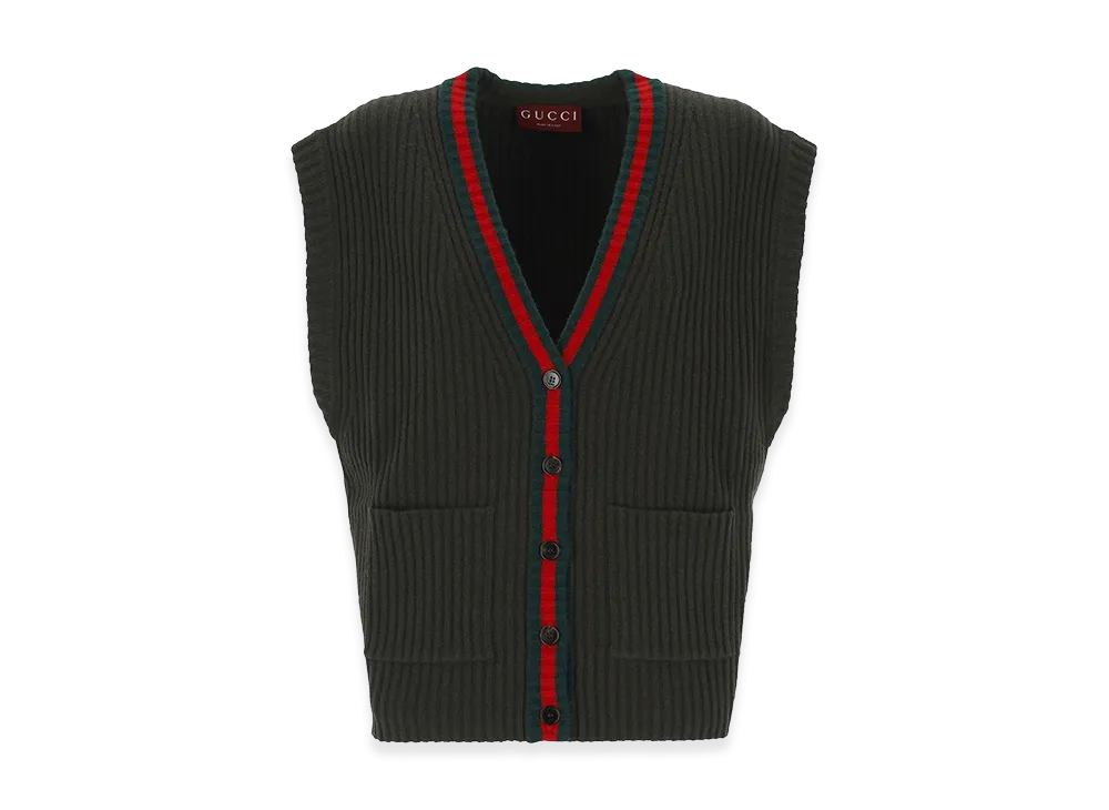 GUCCI Women's Bottle Wool Vest "Green"