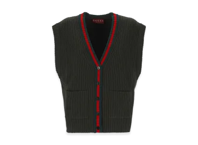 GUCCI Women's Bottle Wool Vest "Green"
