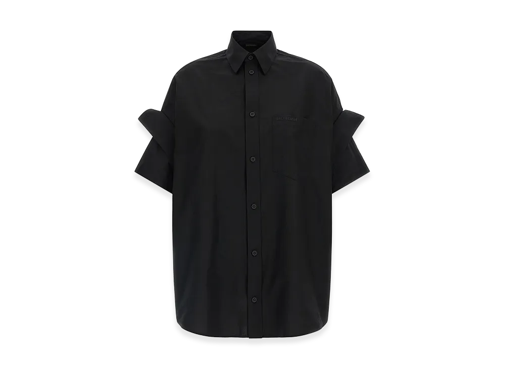 BALENCIAGA Women's Turned-Up Cuffed Shirt "Black"