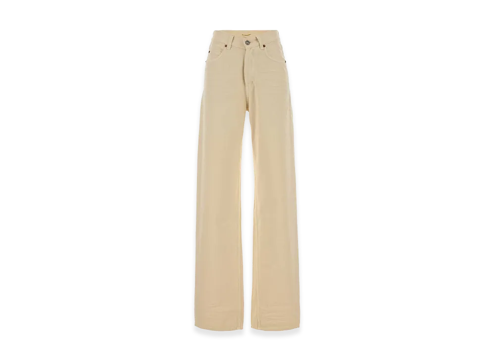Saint Laurent Women's Denim Wide-Leg Jeans "Cream/White"