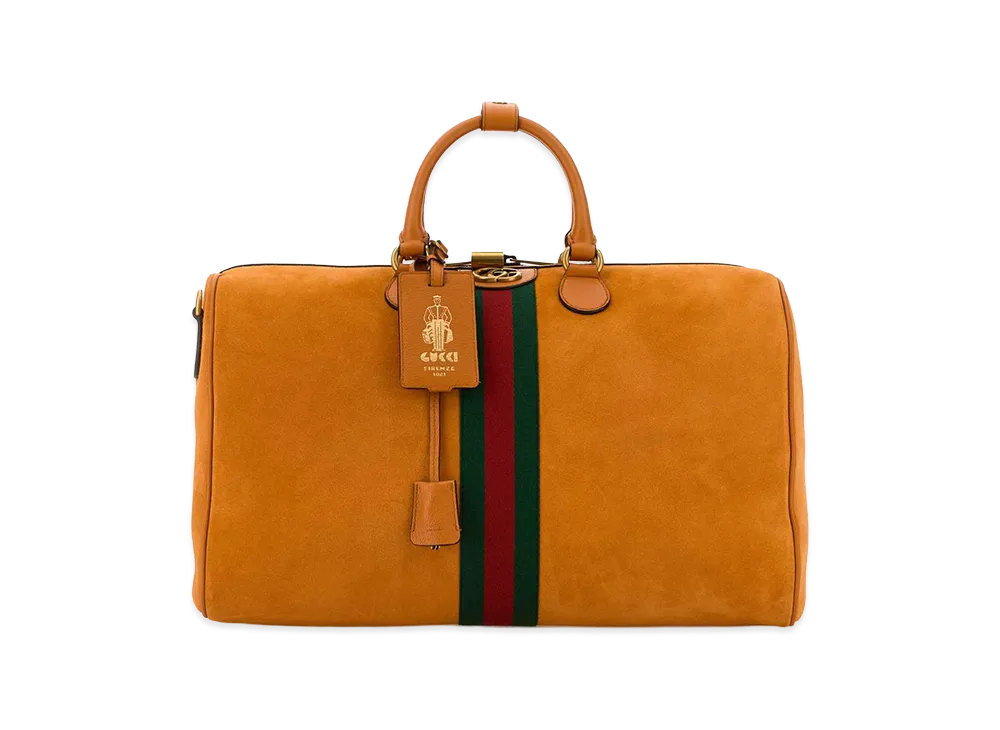 GUCCI Suede Medium Gucci Savoy Travel Bag "Orange"