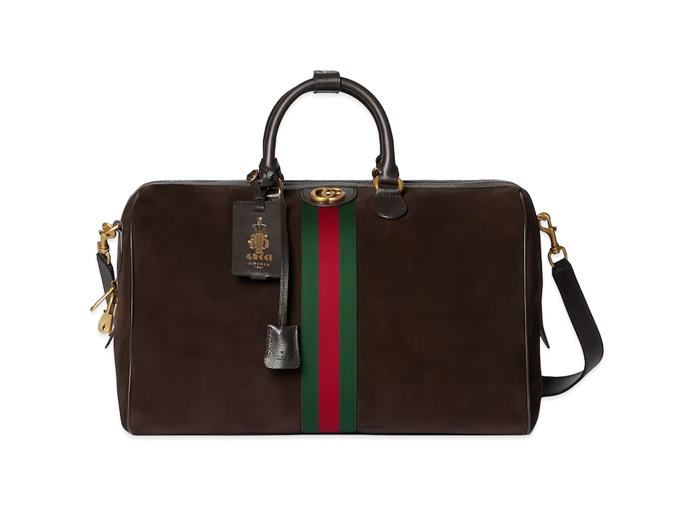 GUCCI Women's Suede Medium Gucci Savoy Travel Bag "Brown"