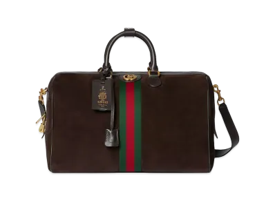 GUCCI Women's Suede Medium Gucci Savoy Travel Bag "Brown"