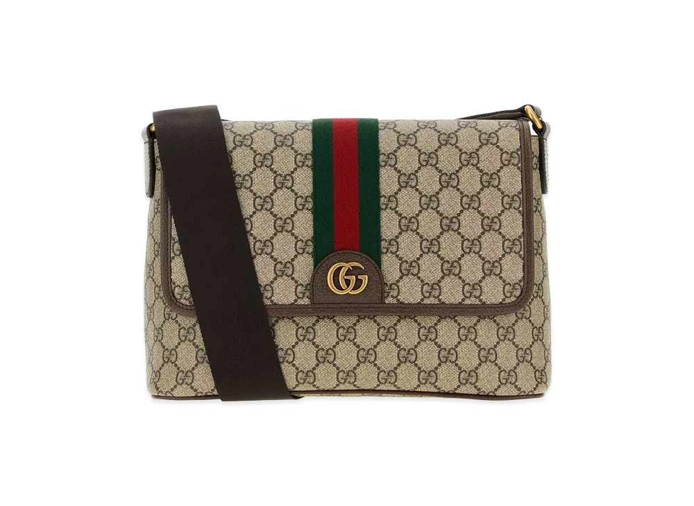 GUCCI GG Canvas Medium Ophidia Crossbody Bag "Beige/Dark Brown"