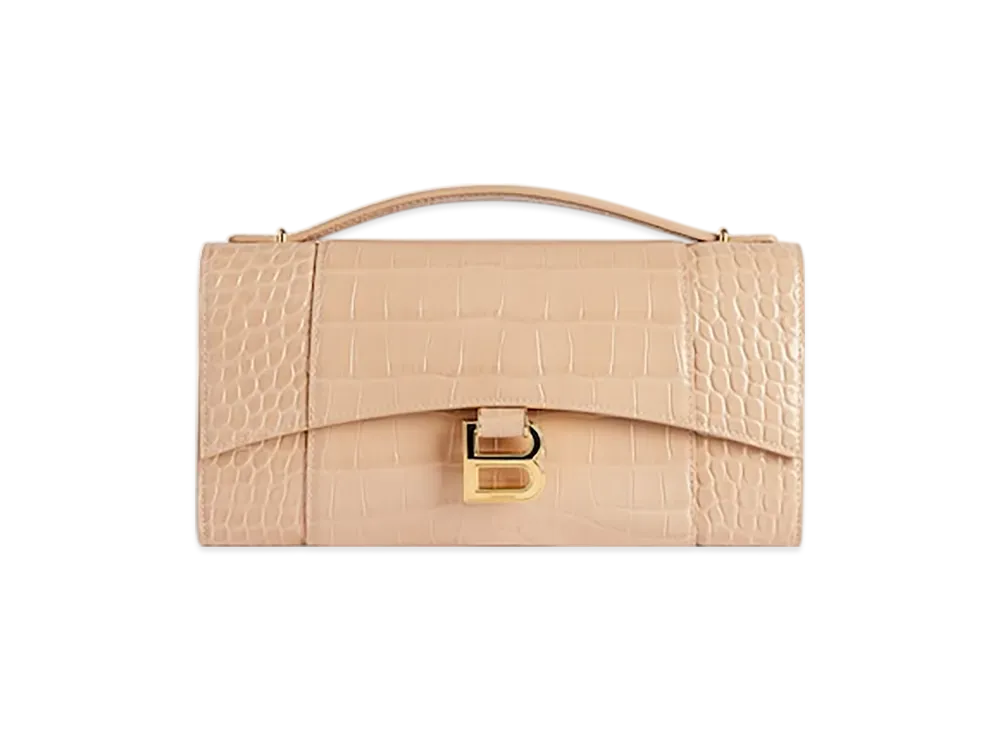 BALENCIAGA Hourglass Pochette With Chain "Beige"