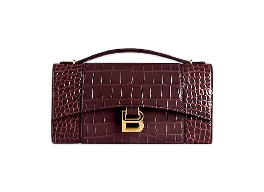 BALENCIAGA Hourglass Pochette With Chain "Dark Burgundy"