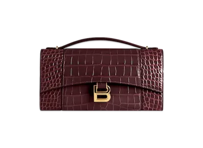 BALENCIAGA Hourglass Pochette With Chain "Dark Burgundy"