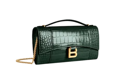 BALENCIAGA Hourglass Pochette With Chain "Green"