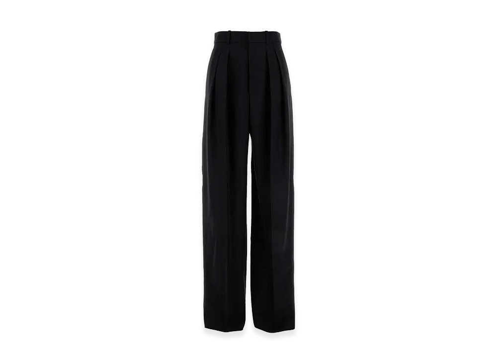 Saint Laurent Women's Wool Wide-Leg Pant "Black"