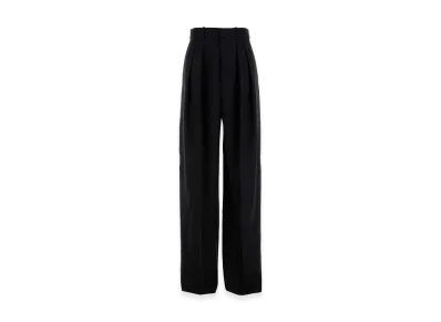 Saint Laurent Women's Wool Wide-Leg Pant "Black"