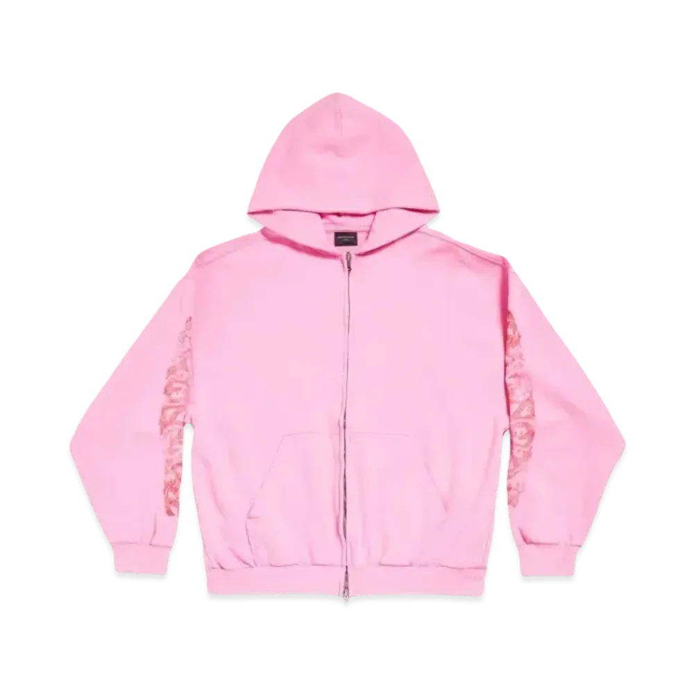 BALENCIAGA Offshore Zip Up Hoodie Medium Fit "Pink"