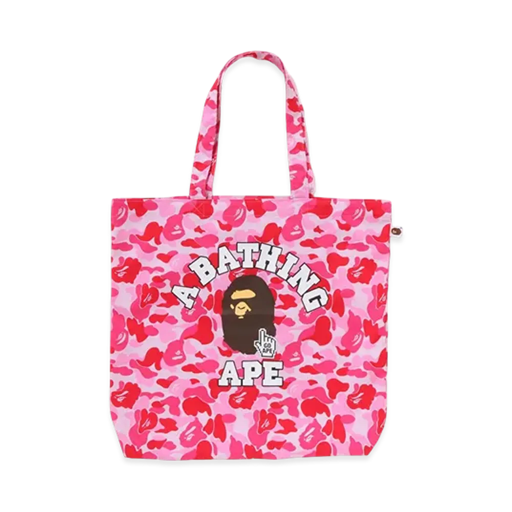 A BATHING APE Bape Camo Go Ape Pointer College Tote Bag Bapec "Pink"