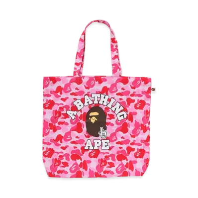 A BATHING APE Bape Camo Go Ape Pointer College Tote Bag Bapec "Pink"