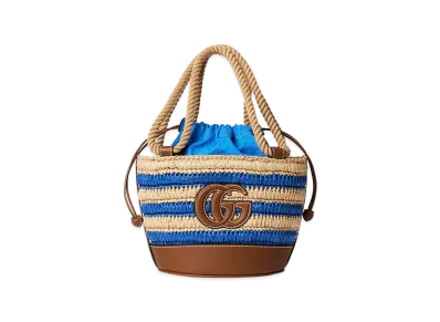 GUCCI Women's Two-Tone Raffia Mini Gucci Summer Bucket Bag "Multicoloured"
