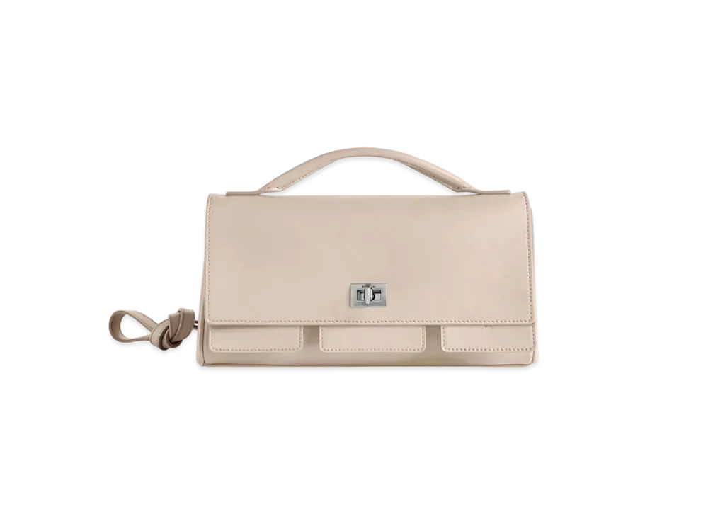 BALENCIAGA Bel Air Small Clutch On Strap "Almond"